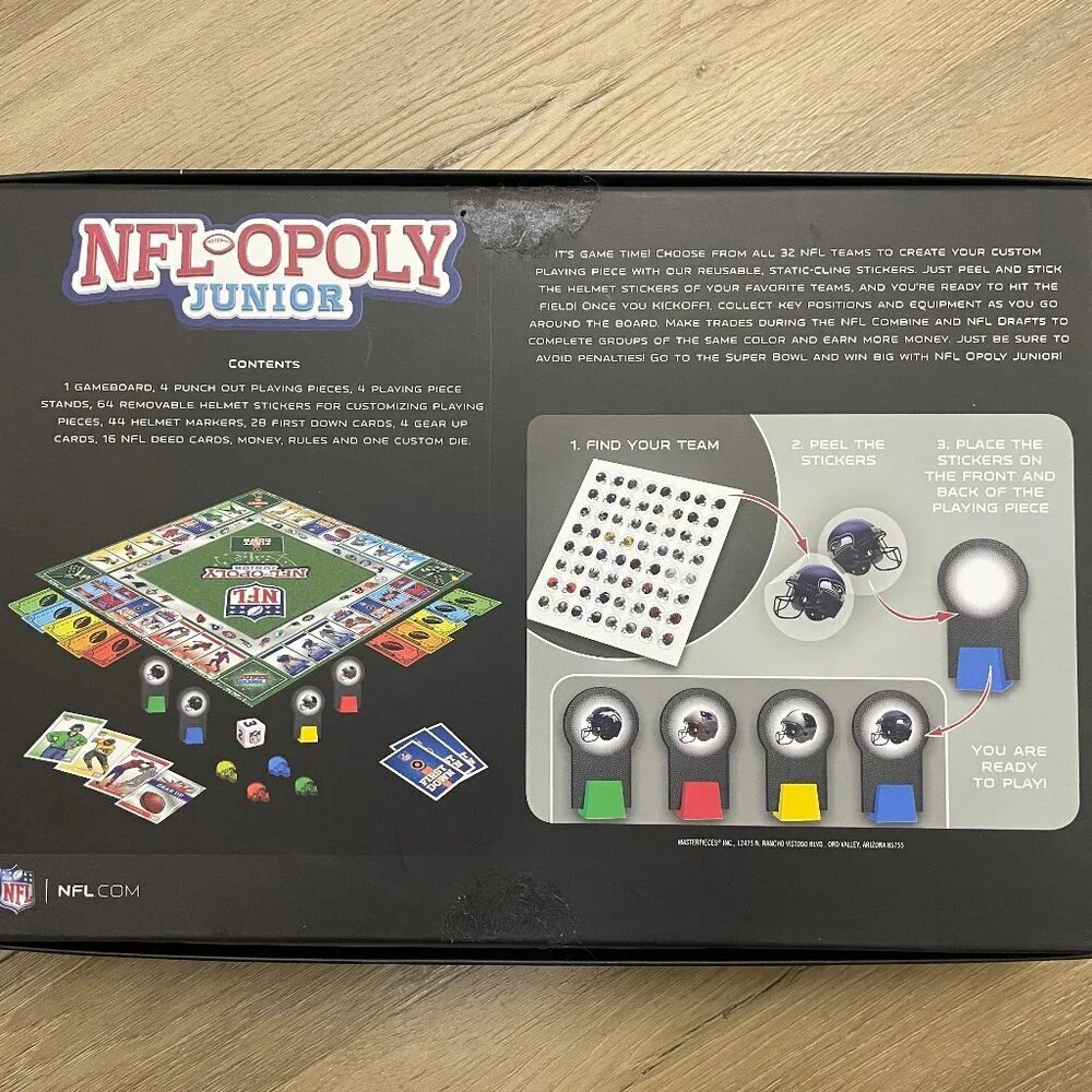 NFL-OPOLY Monopoly Junior Board Game Collectors Edition MasterPieces Complete
